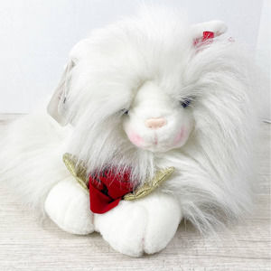 Vintage Dan Dee Expressions White Fluffy Persian Cat Blue Eyes Eyelashes Plush